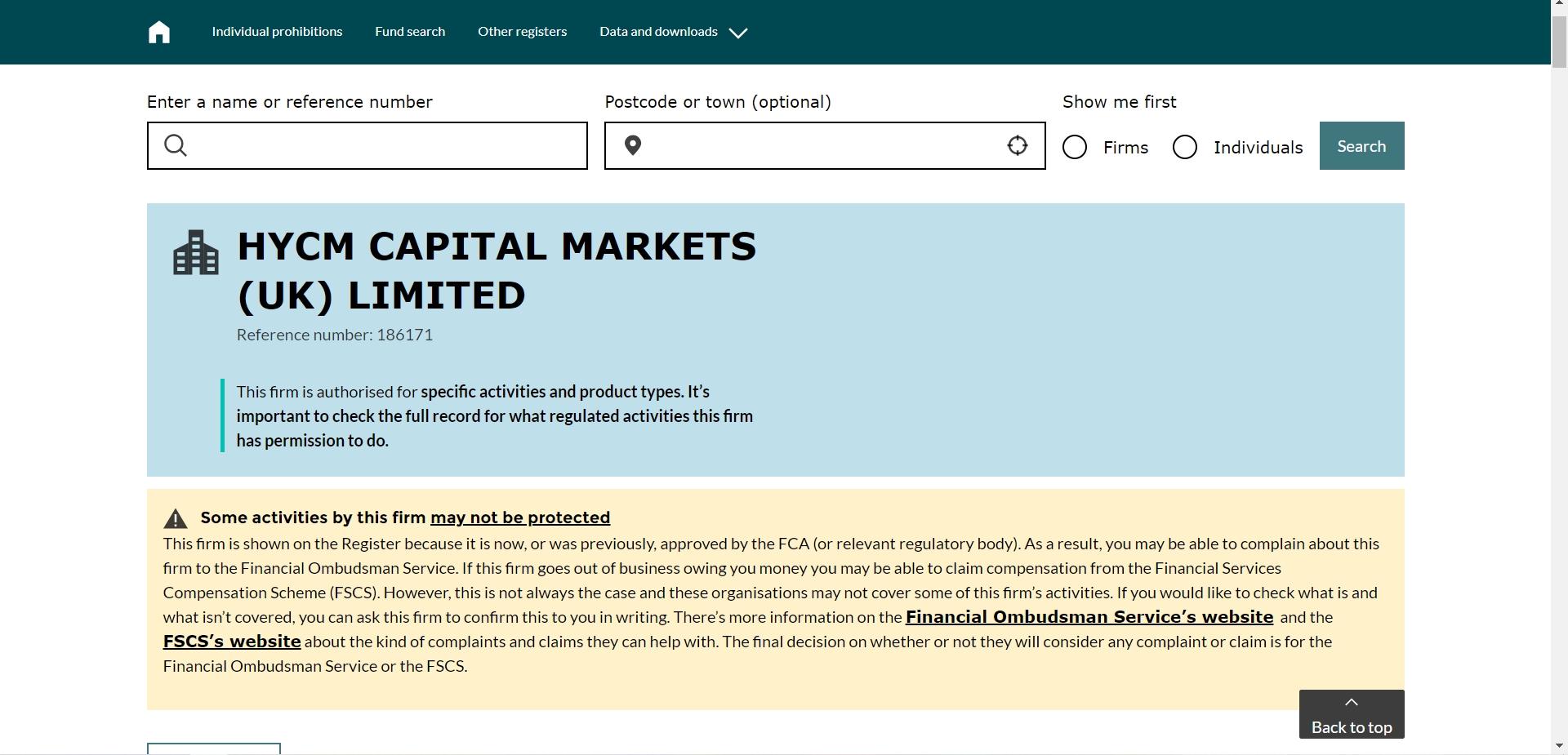 HYCM的英国FCA监管查询