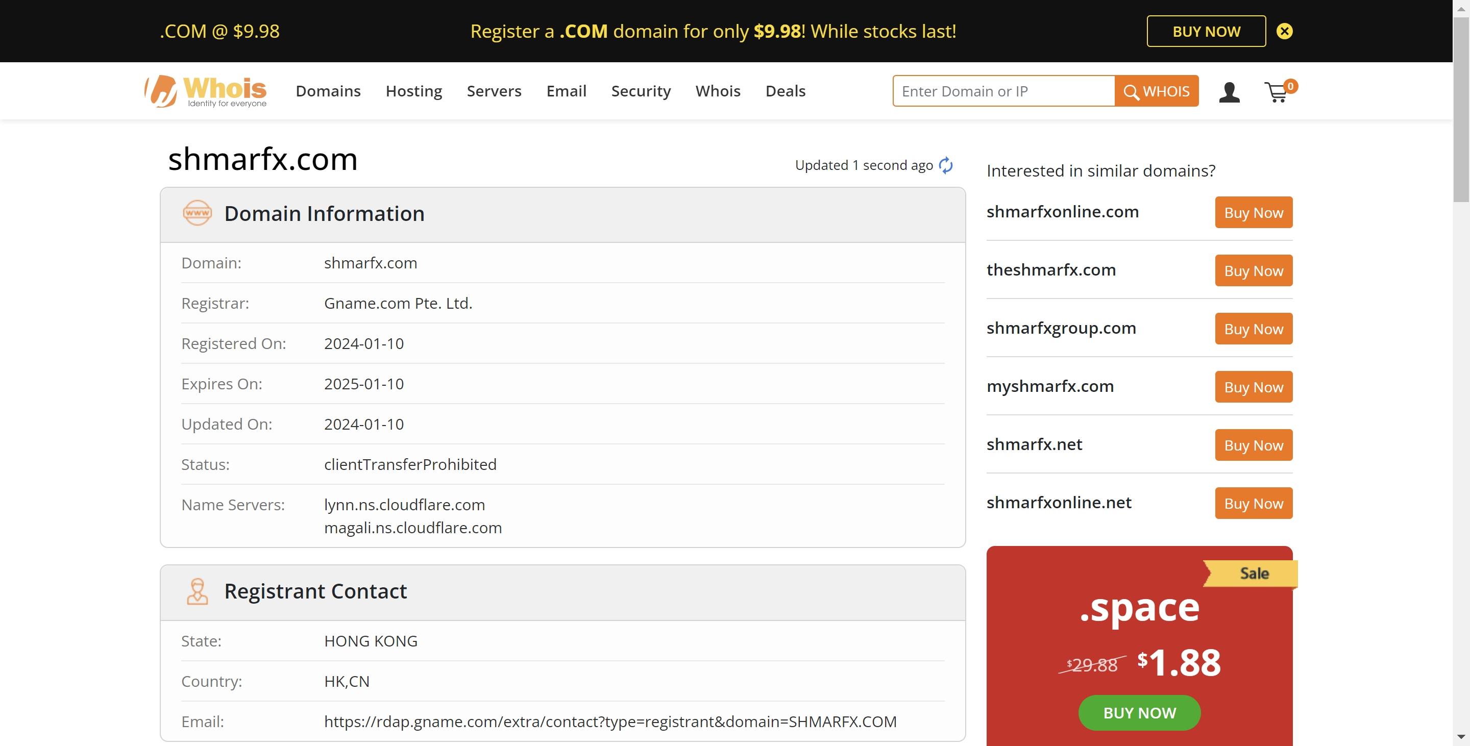 SH Markets Whois Record