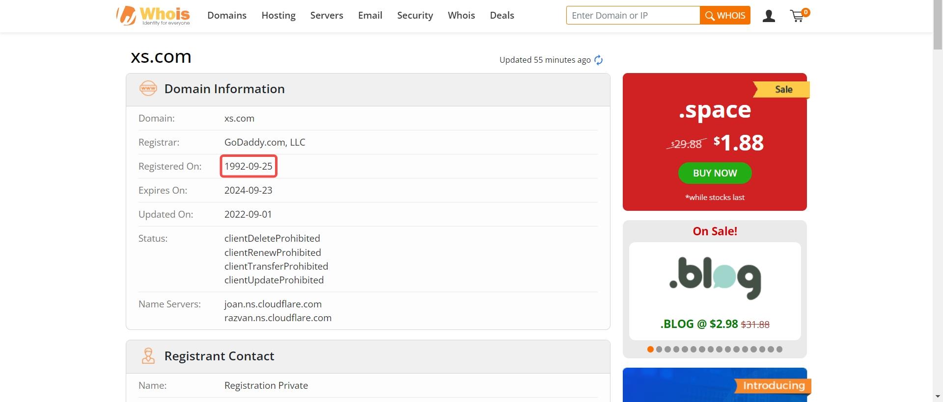 xs.com的域名注册时间