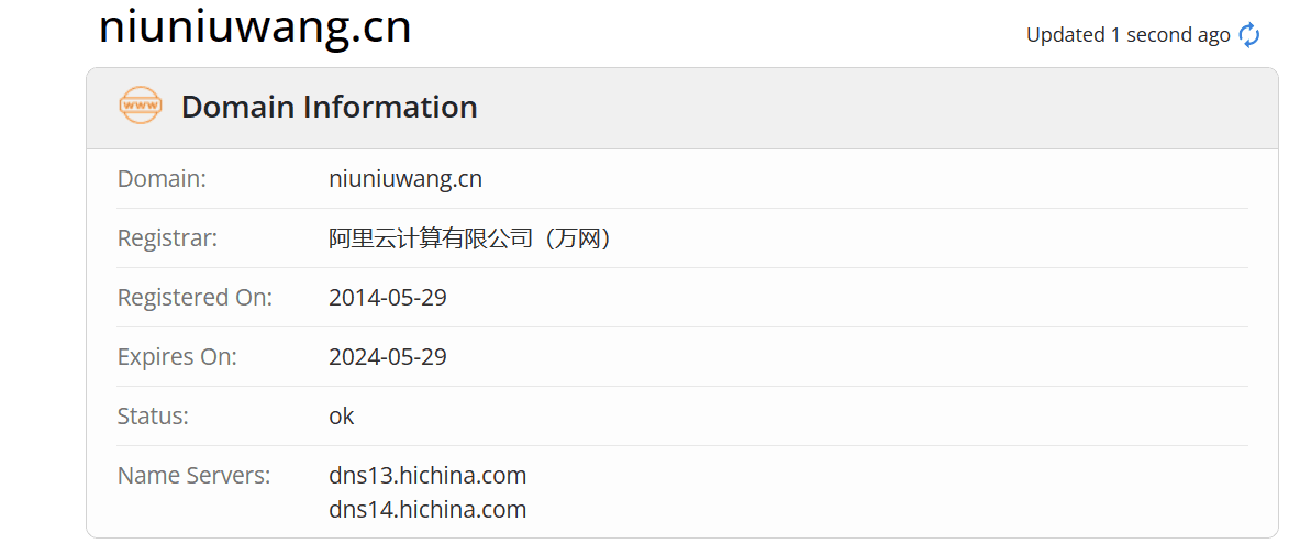 牛牛网whois.com域名年限数据