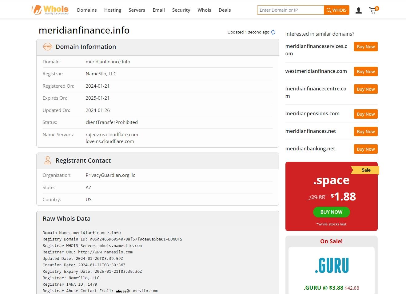 whois 域名查询Meridian Finance