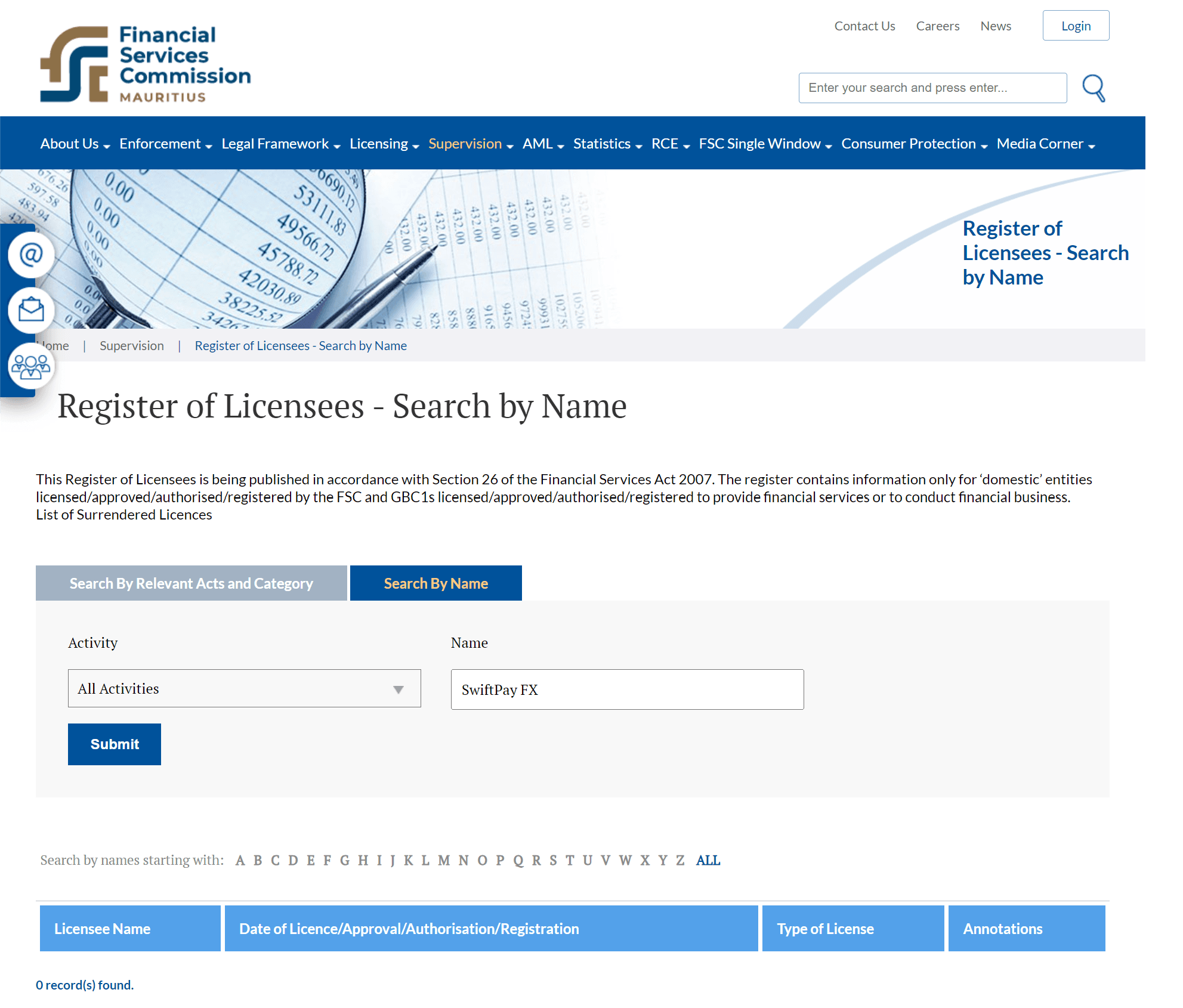 毛里求斯金融服务委员会(FSC)