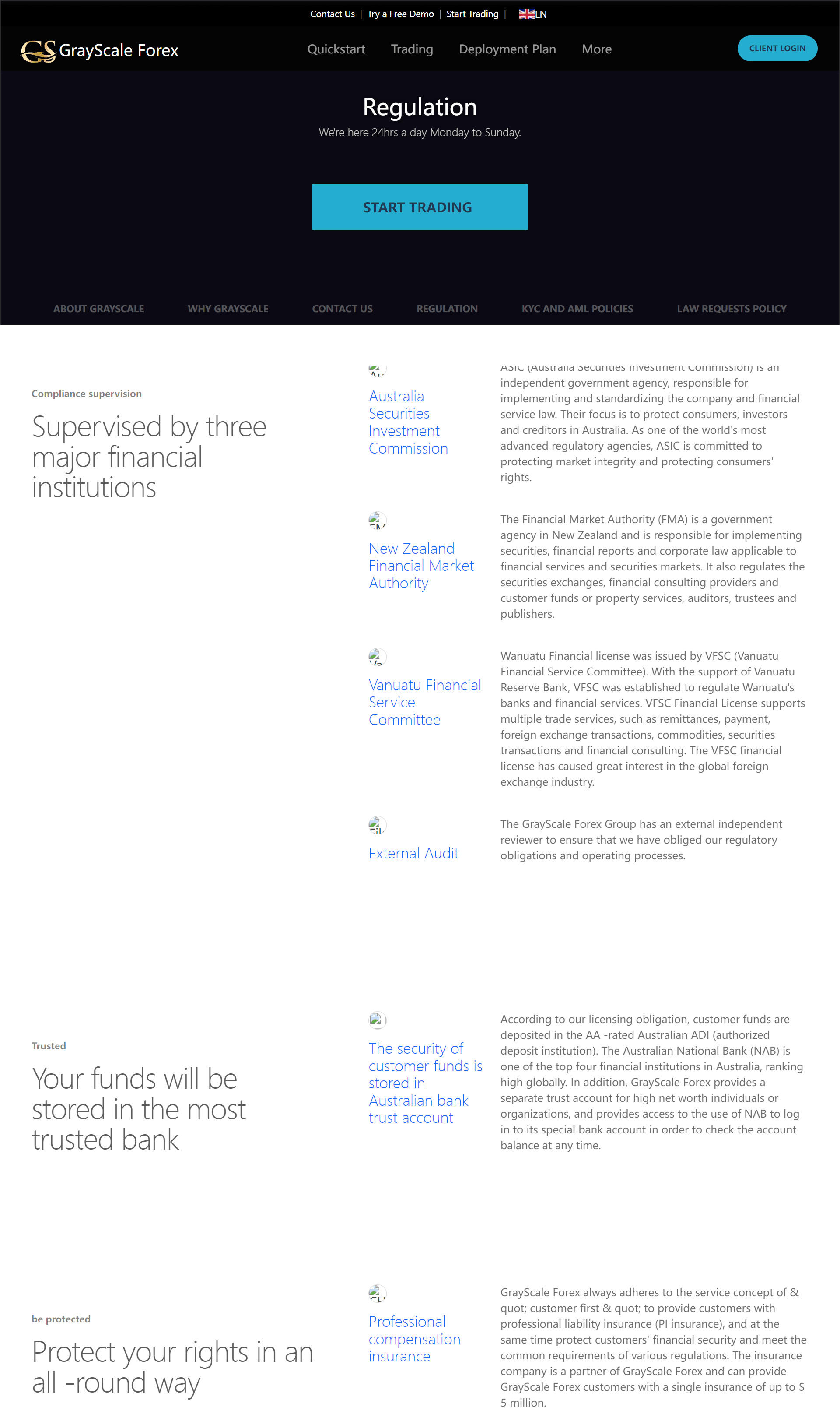 GrayScale Forex官网Regulation页面