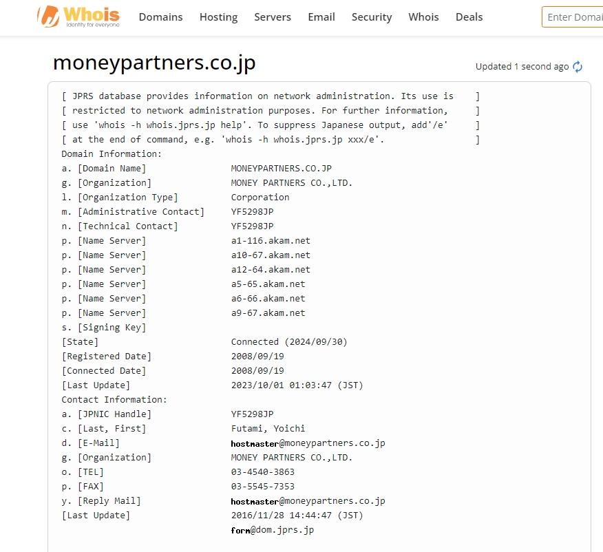 MONEY PARTNERS Whois注册