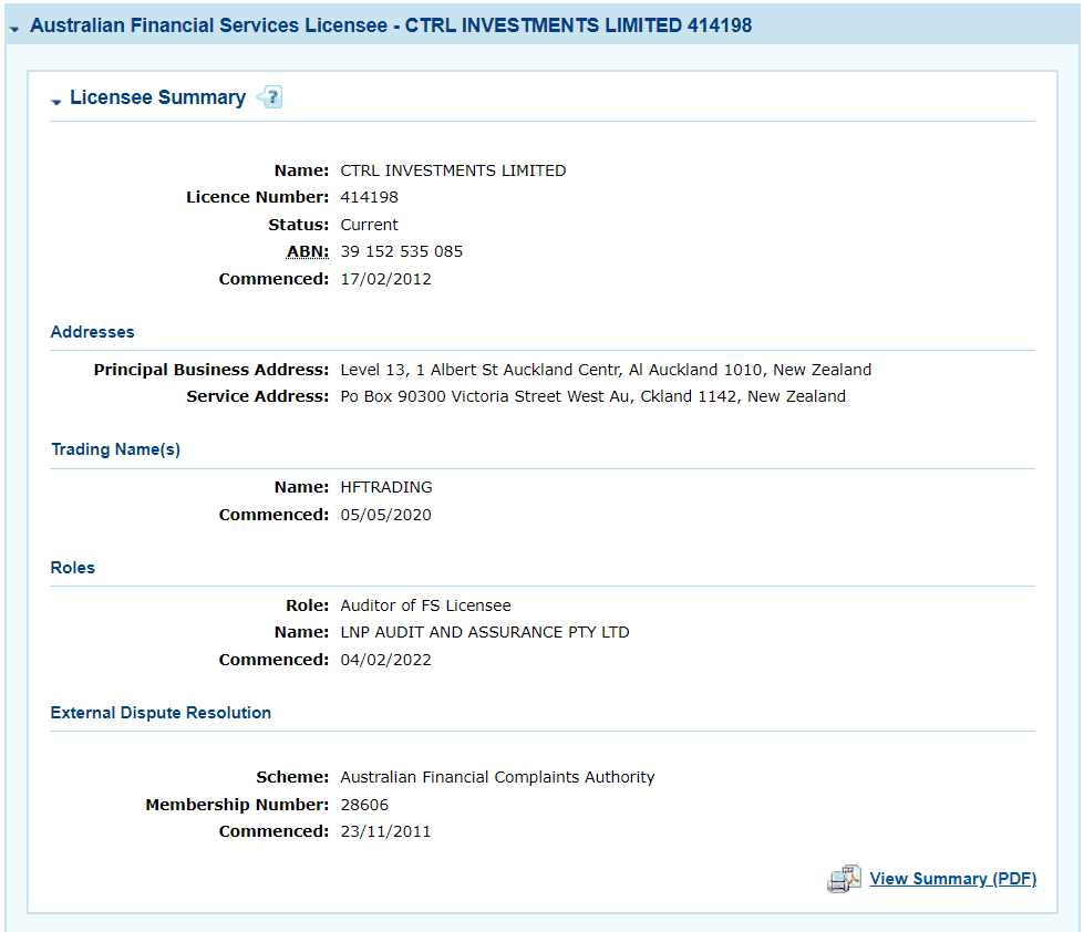 ASIC Retail Forex License