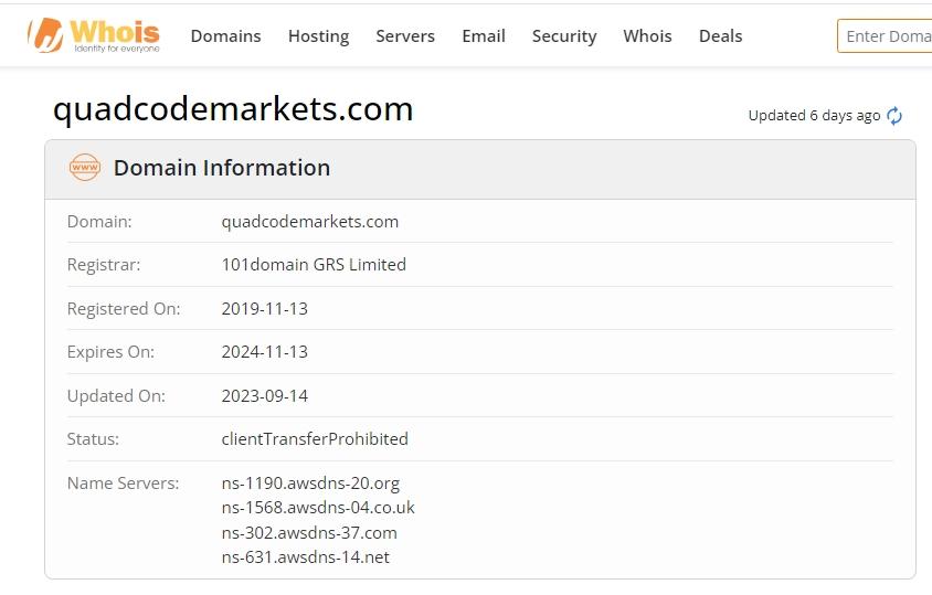 Quadcode Markets Whois注册