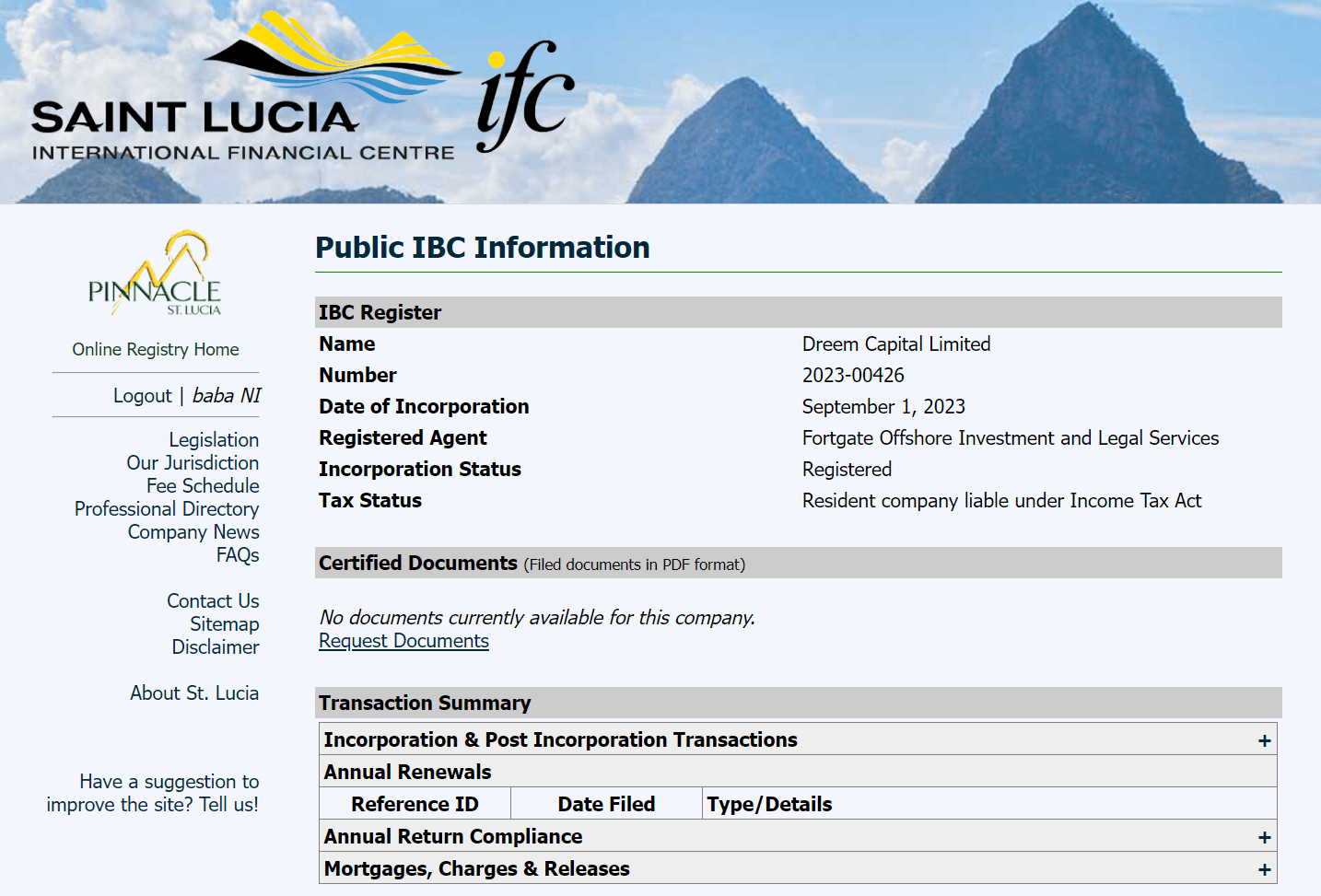 圣卢西亚国际商业公司和国际信托注册处(ifc)