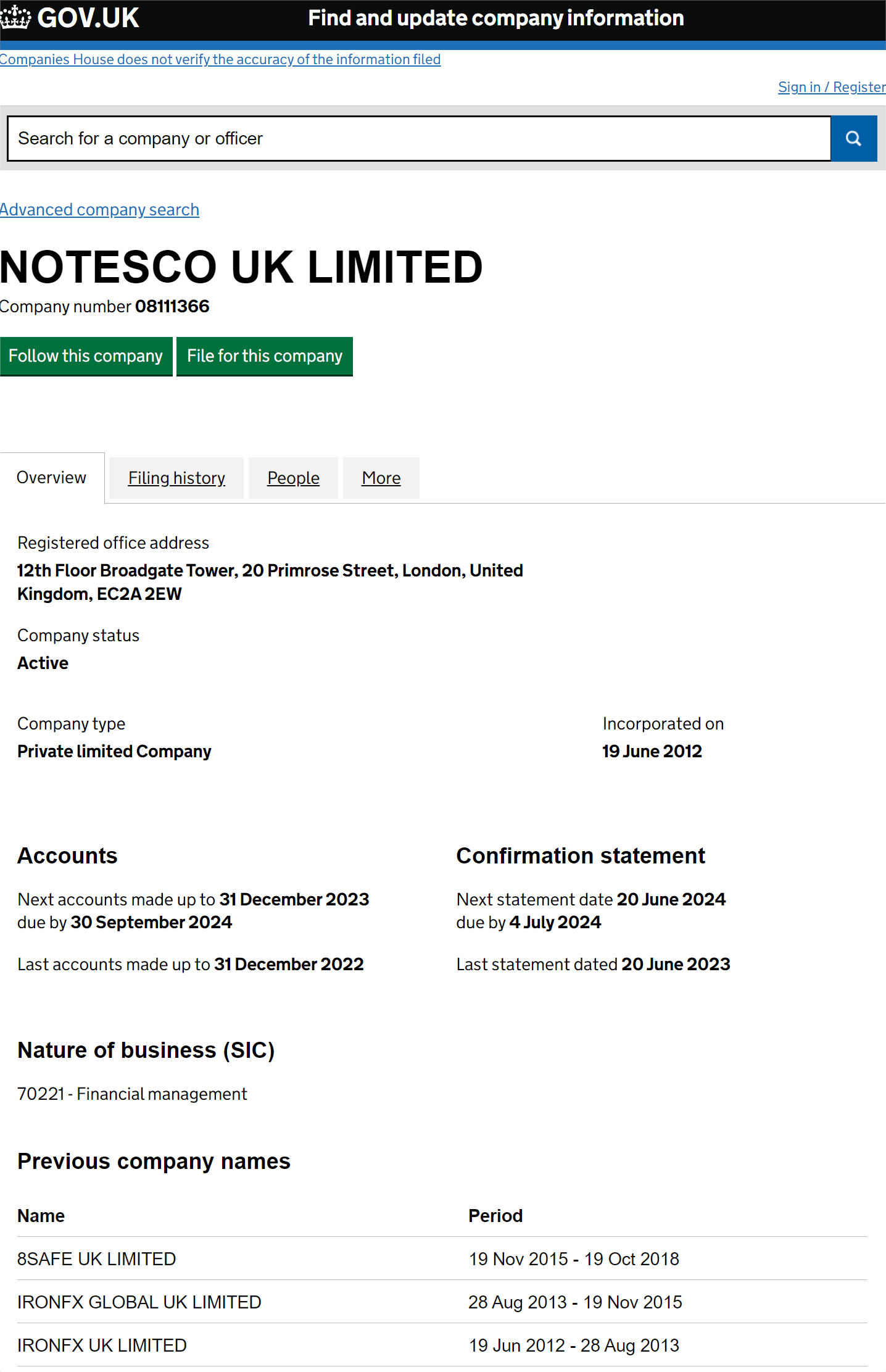 英国工商局（Companies House）