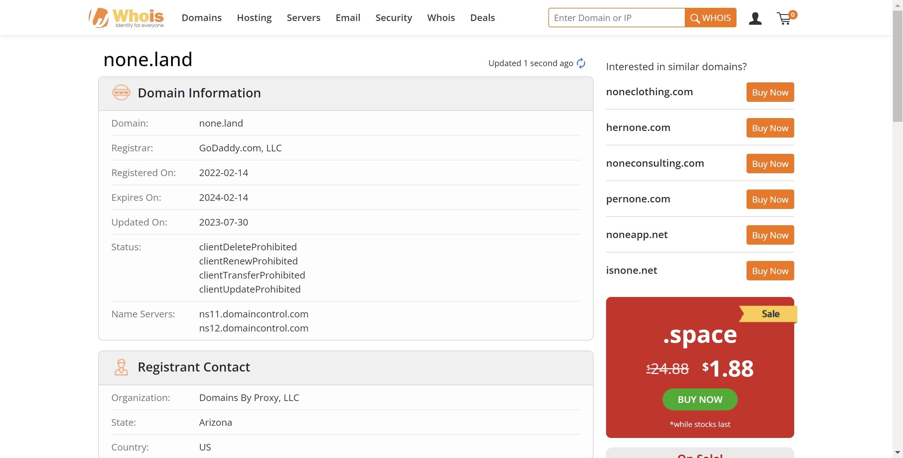 none.land whois Screenshot