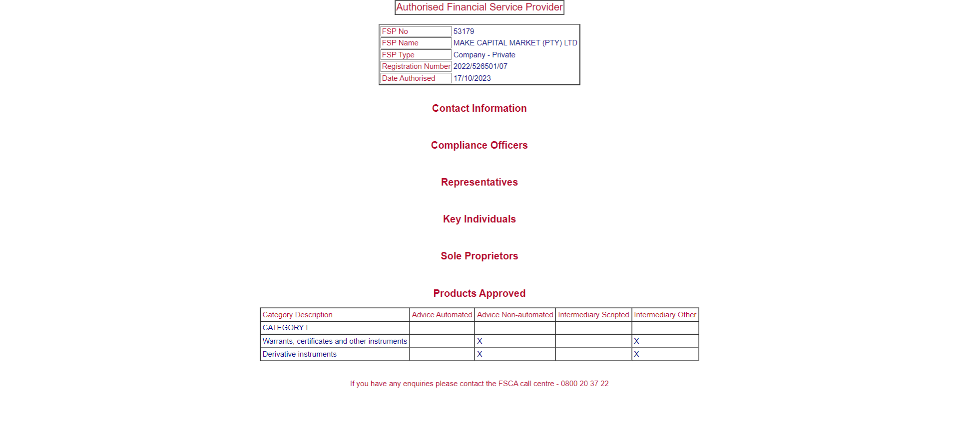 南非金融部门行为监管局 （FSCA）