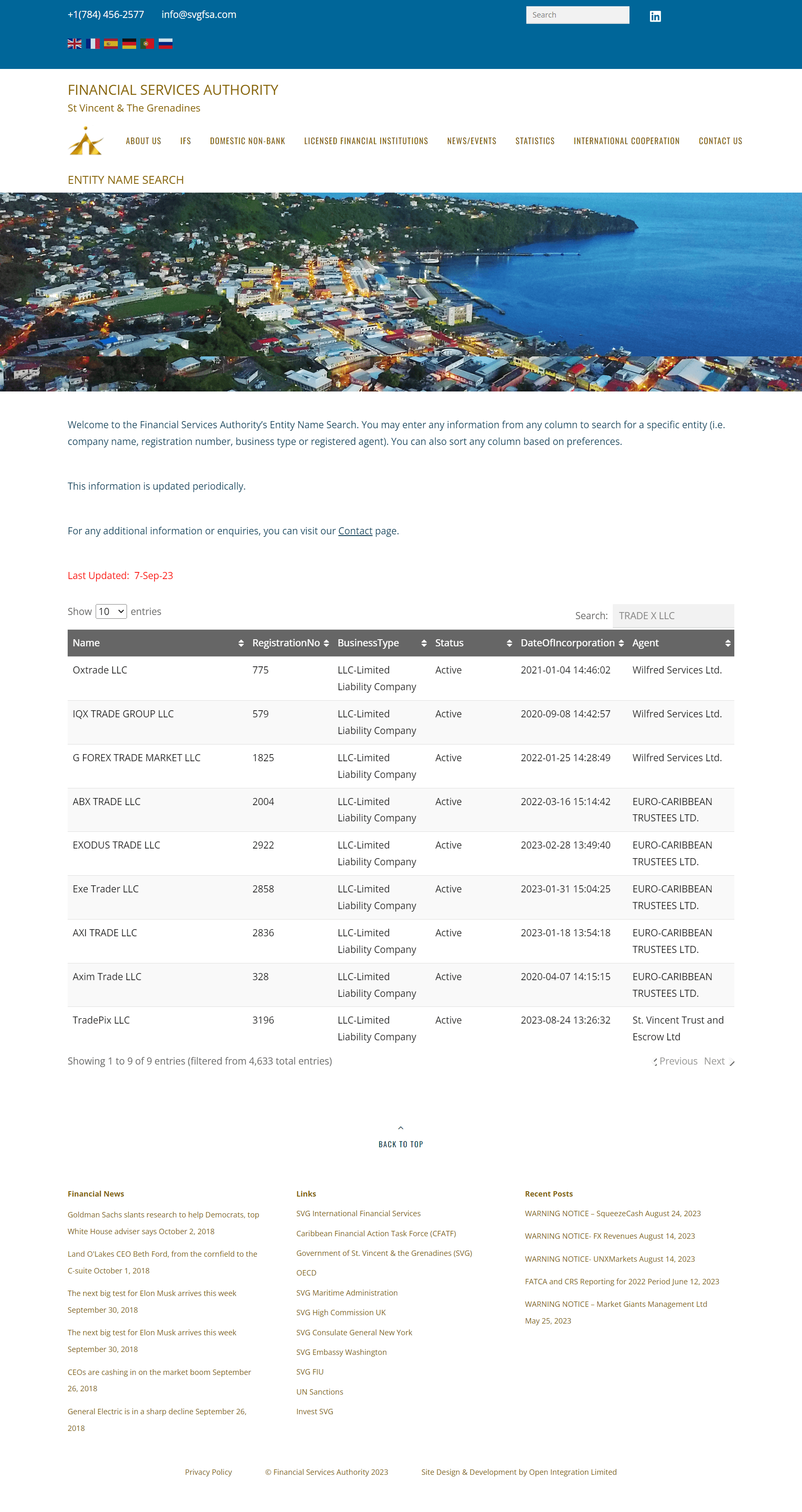 圣文森特和格林纳丁斯金融服务管理局（SVGFSA）