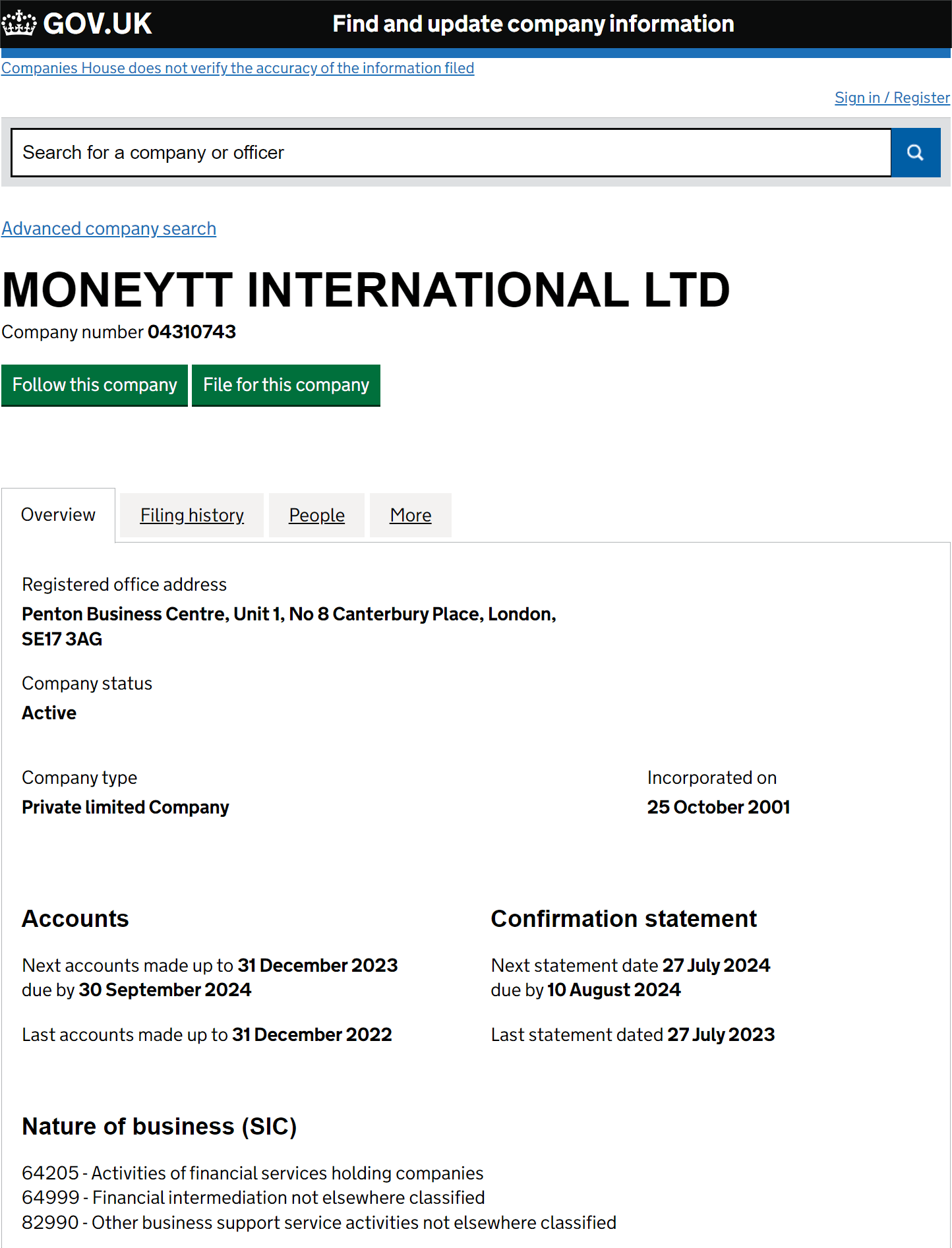 英国工商局（Companies House）