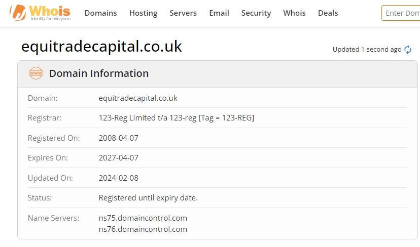 Equitrade Capital Whois注册