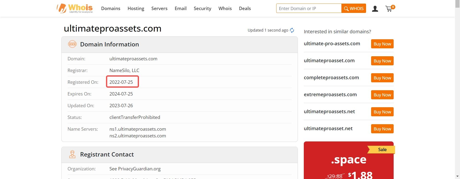 Ultimate Pro Assets域名注册时间