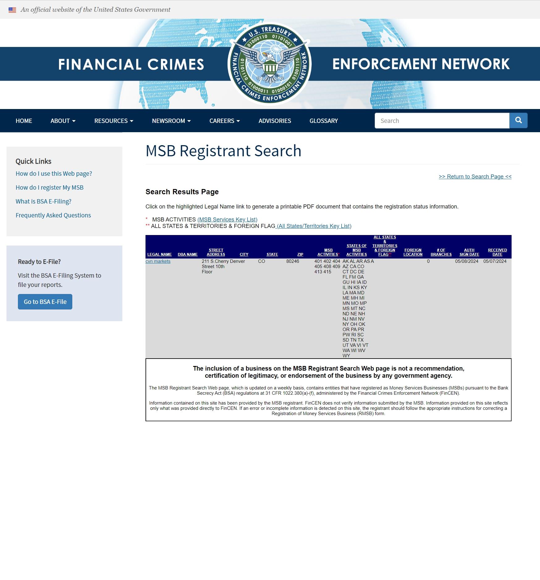 FinCEN Financial Service License