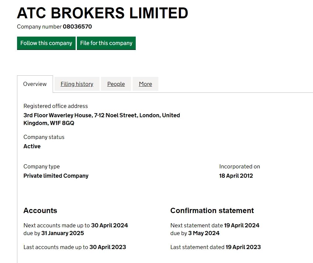 ATC Brokers 网站实体信息查询