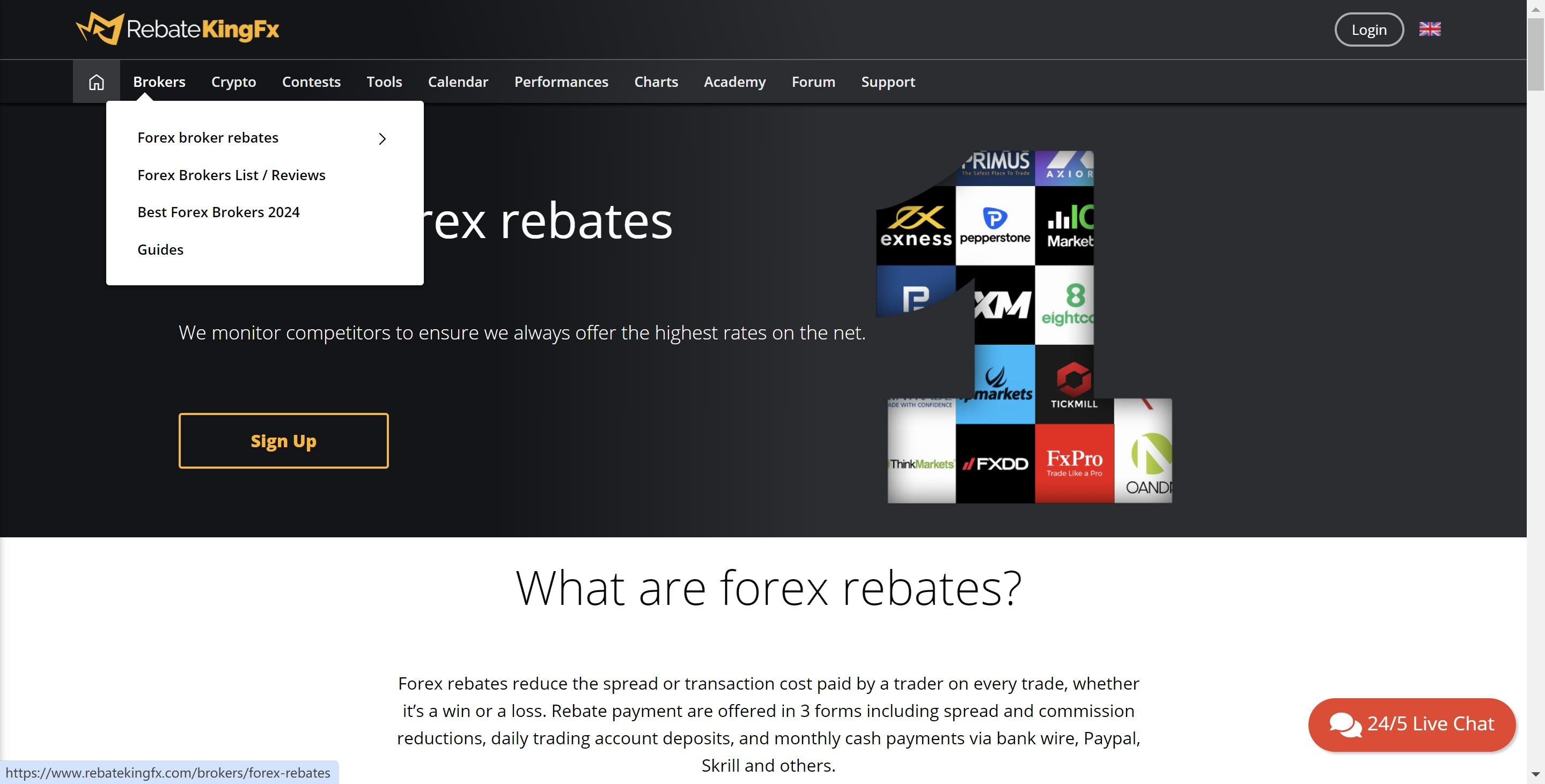 rebatekingfx homepage screenshot