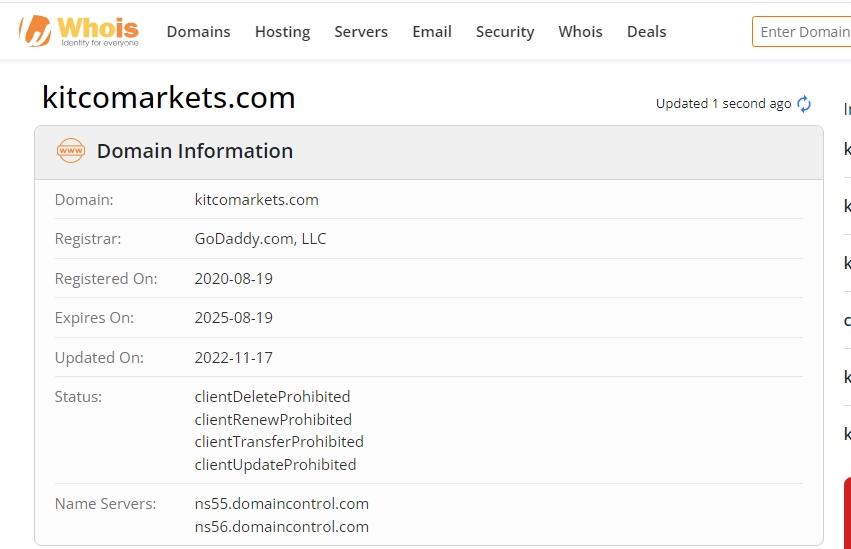 Kitco Markets Whois注册时间