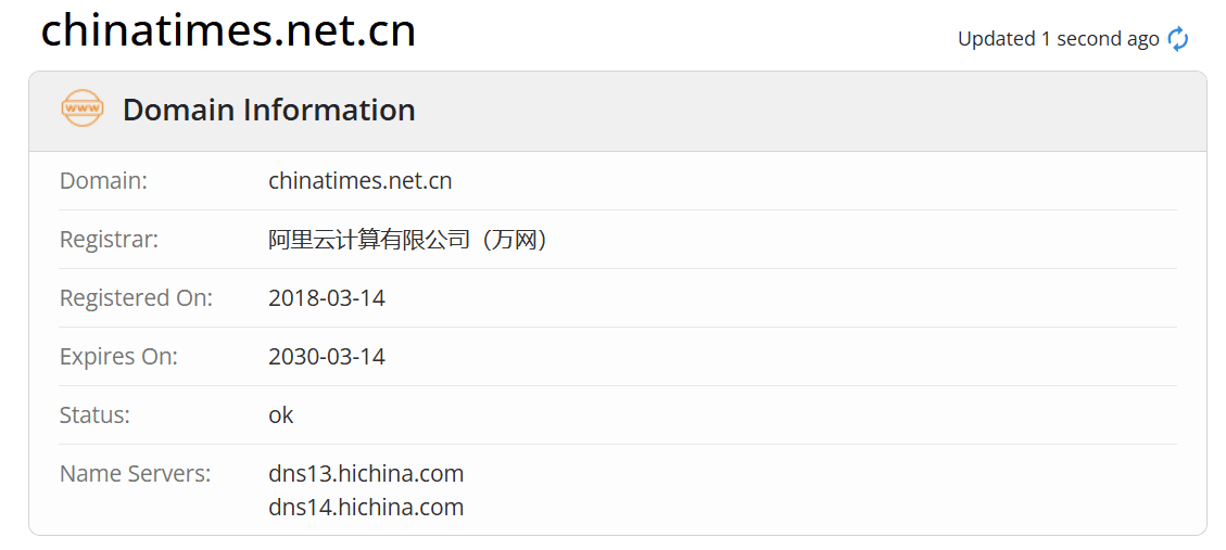 华夏时报网whois.com域名年限数据