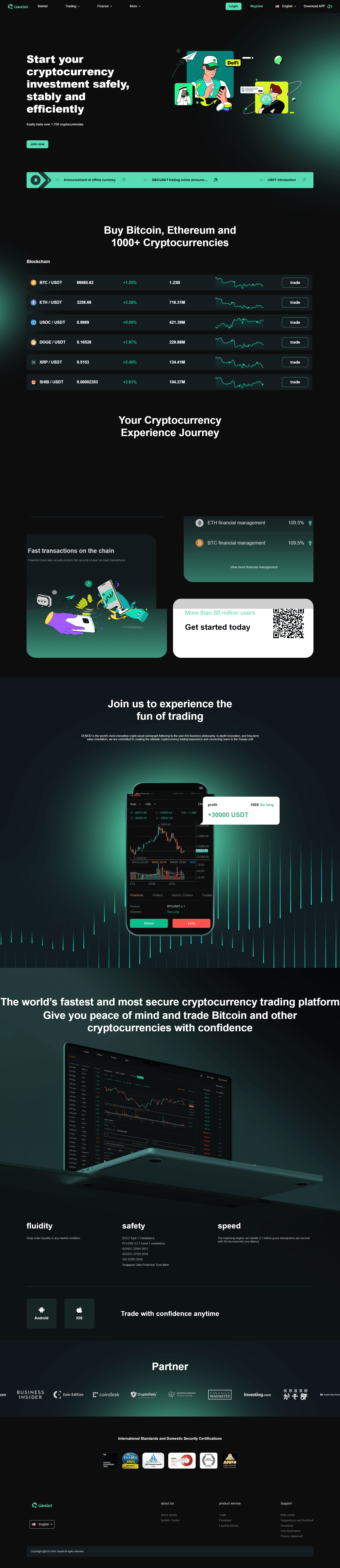 Qexbit Website Homepage