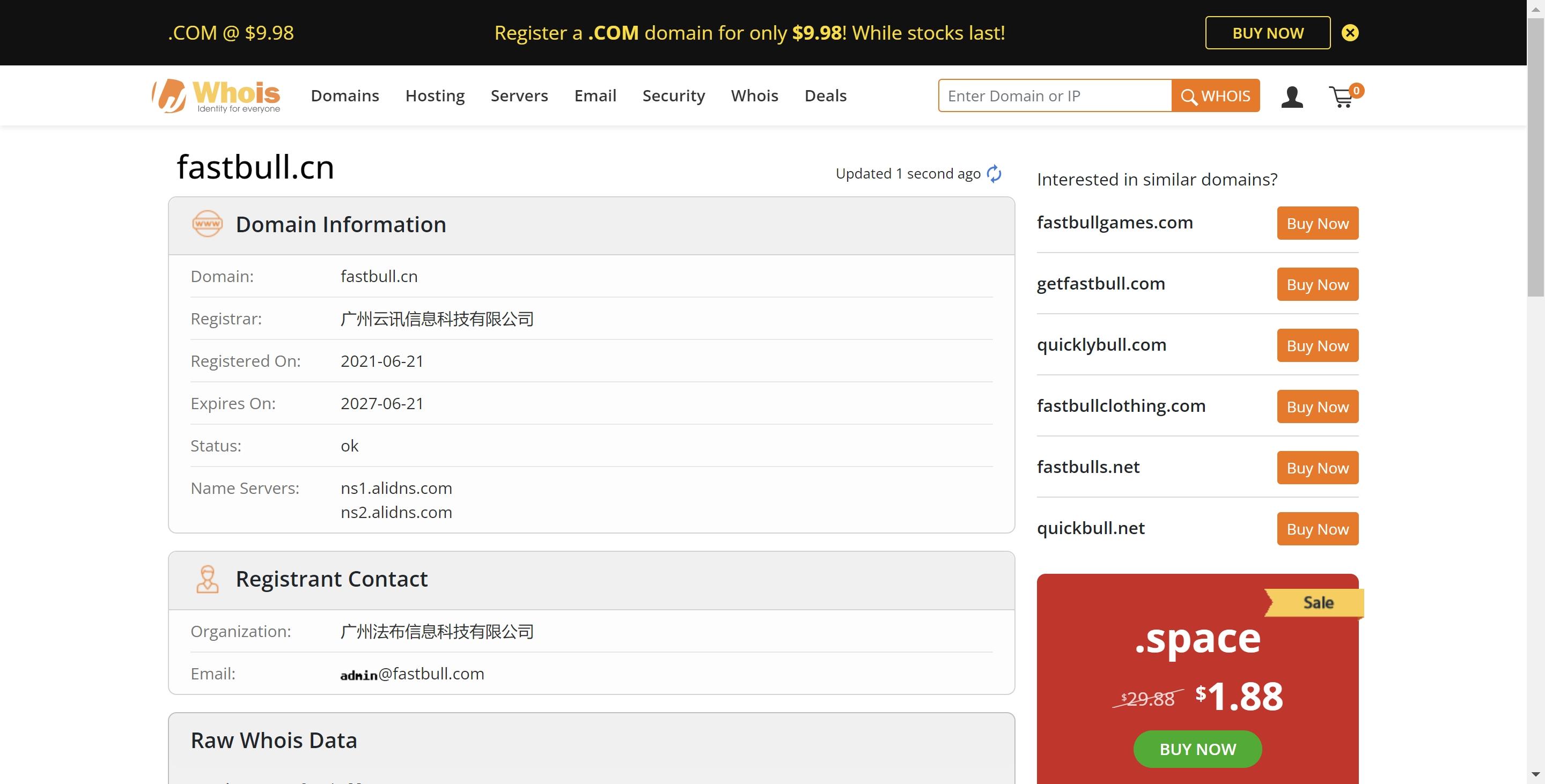 fastbull whois record