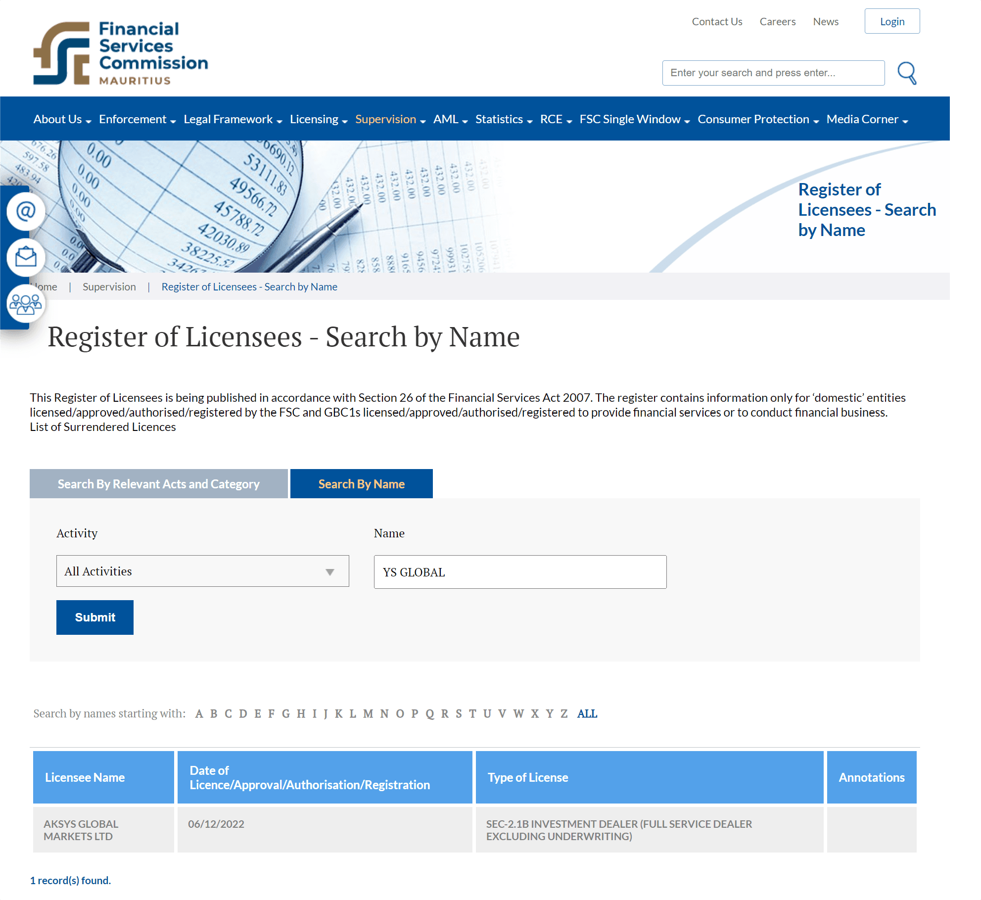 毛里求斯金融服务委员会(FSC)