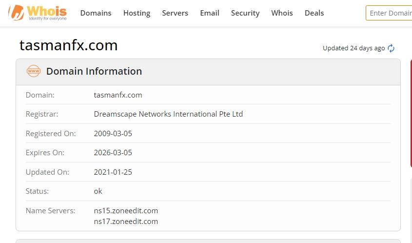 Tasman FX Whois注册