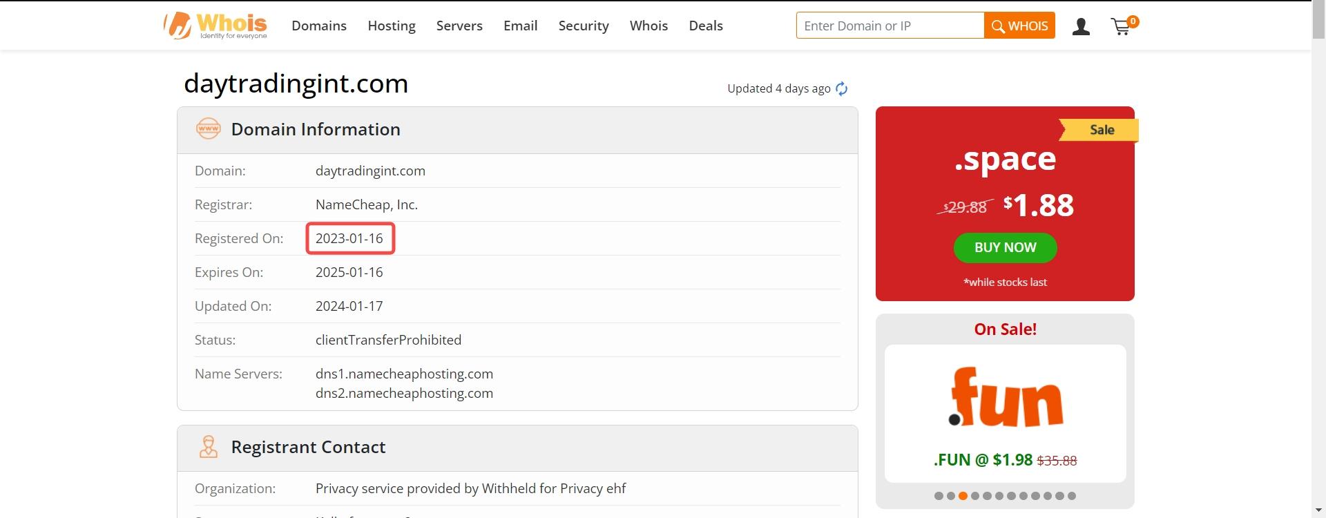 Daytrading International的域名注册时间