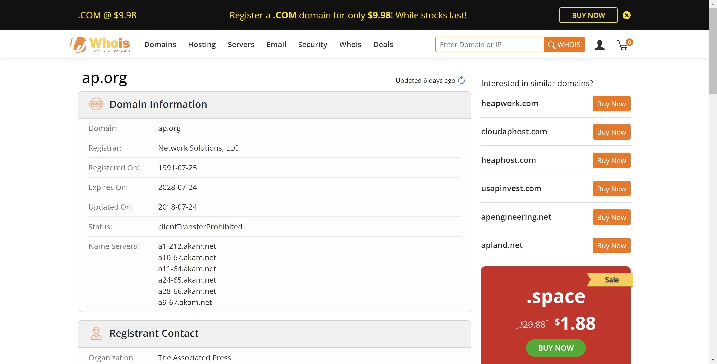 AP news whois record