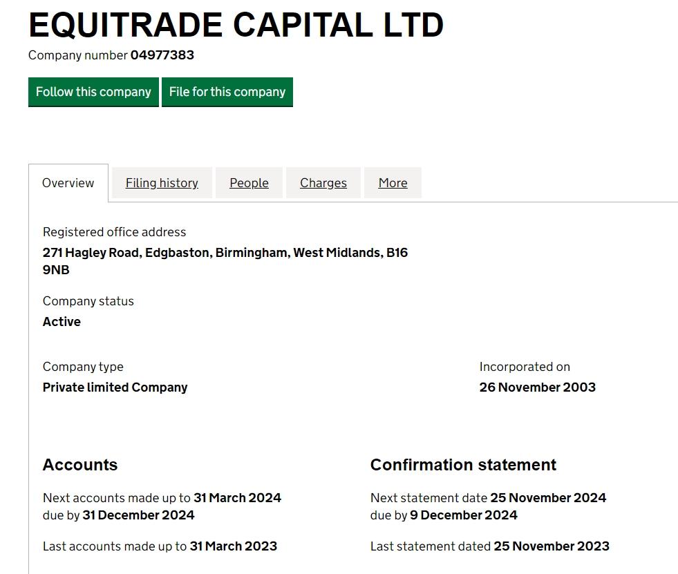 Equitrade Capital实体信息