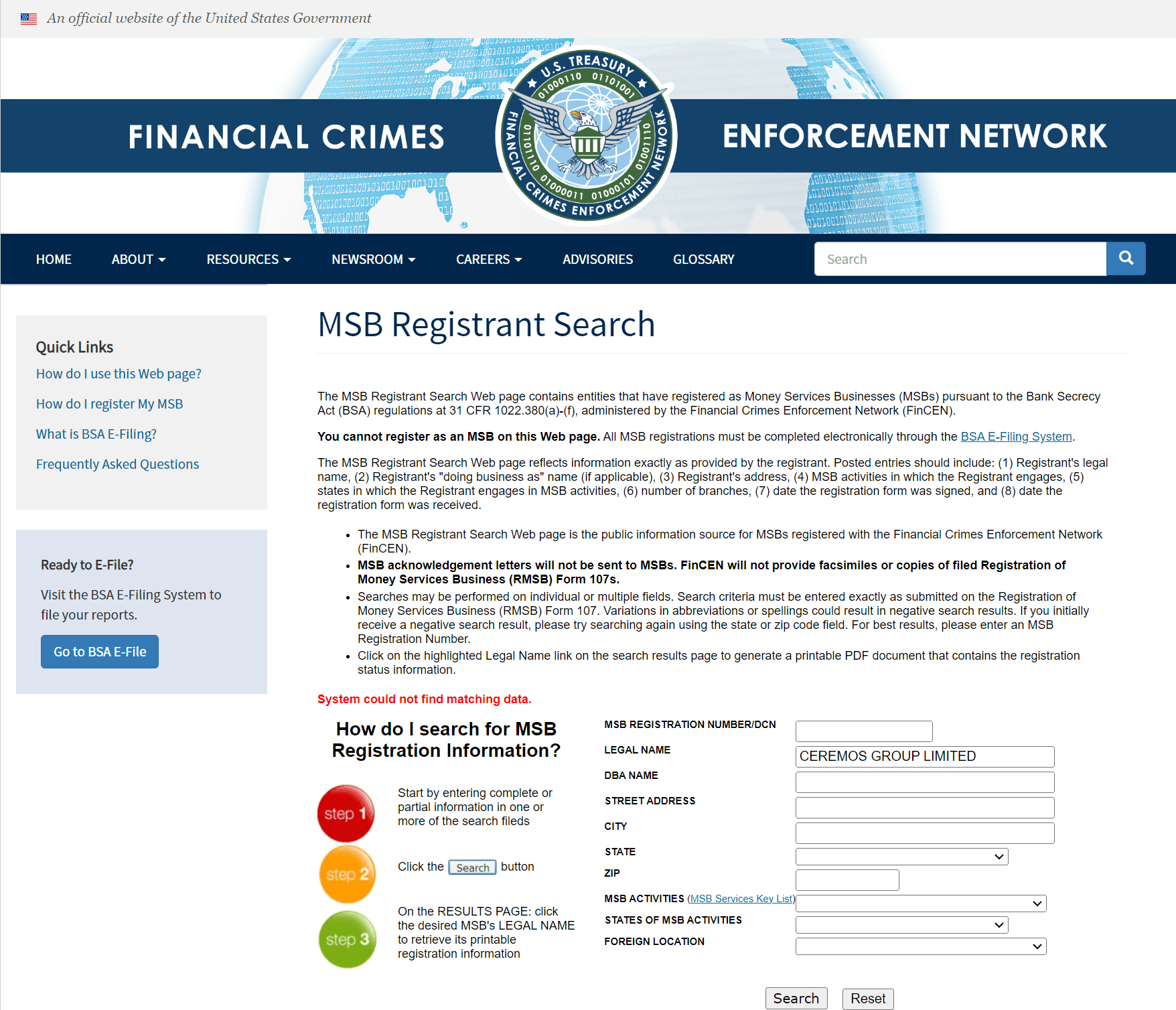 United States Financial Crimes Enforcement Network（FinCEN）