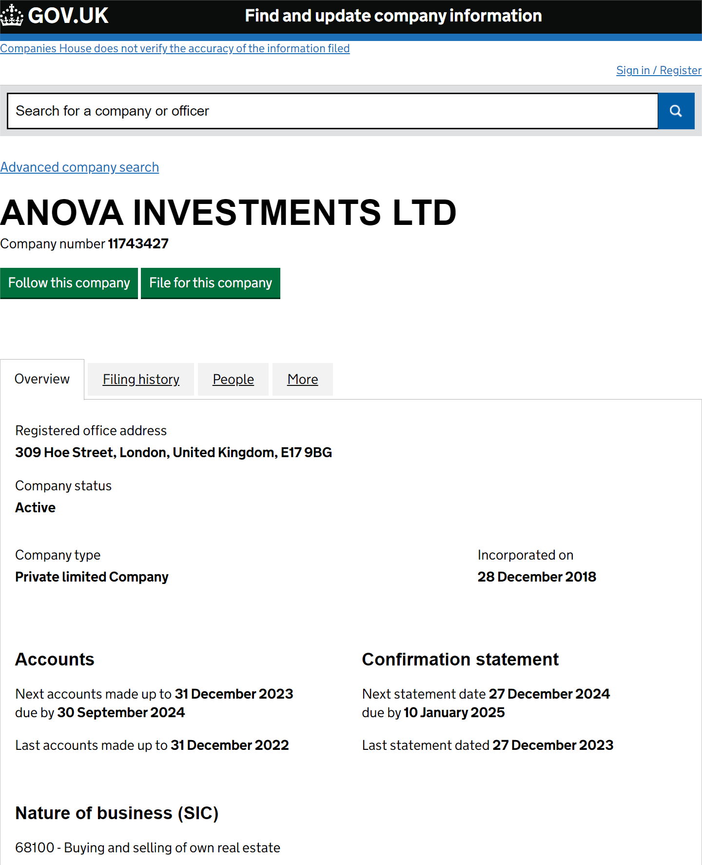 英国工商局（Companies House）