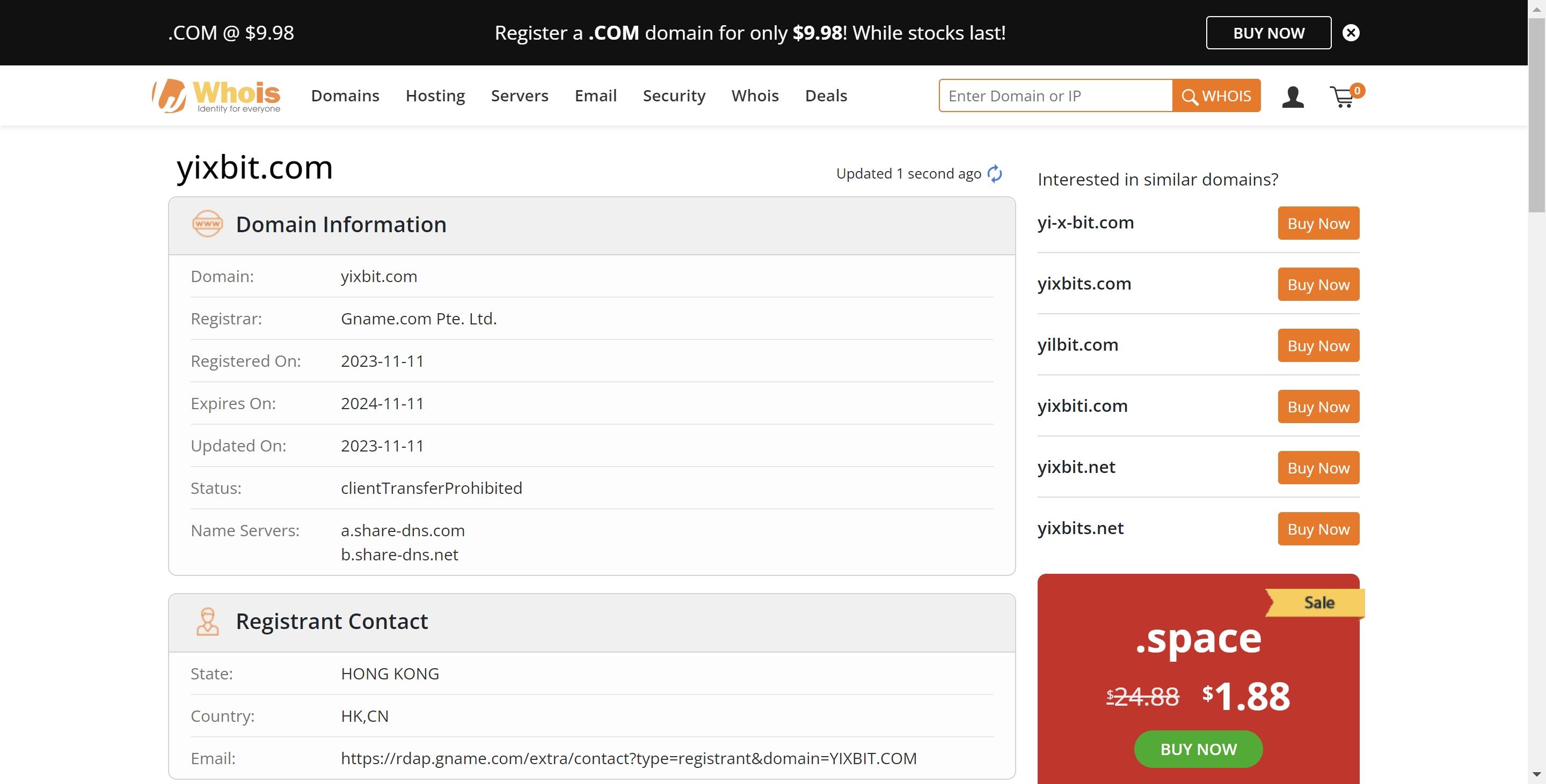 yixbit whois record