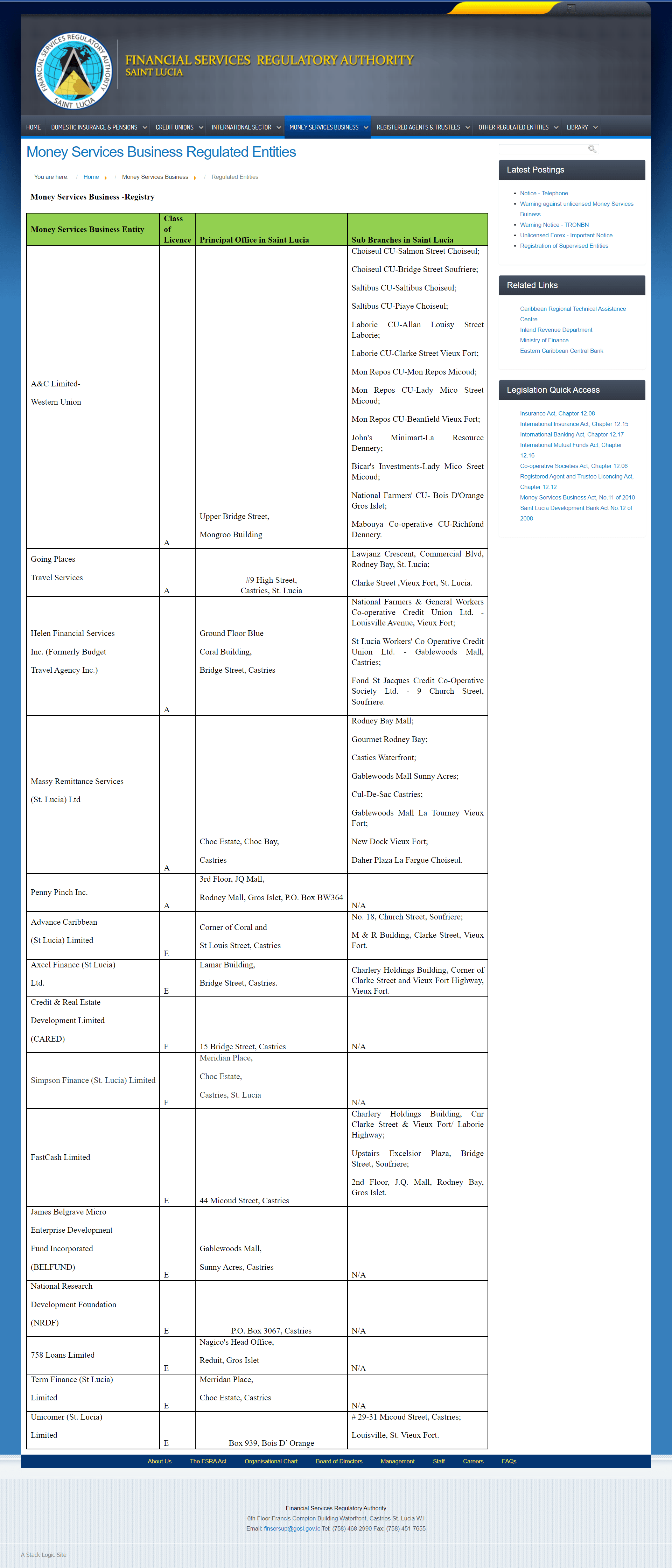 圣卢西亚金融服务监管局(FSRA)