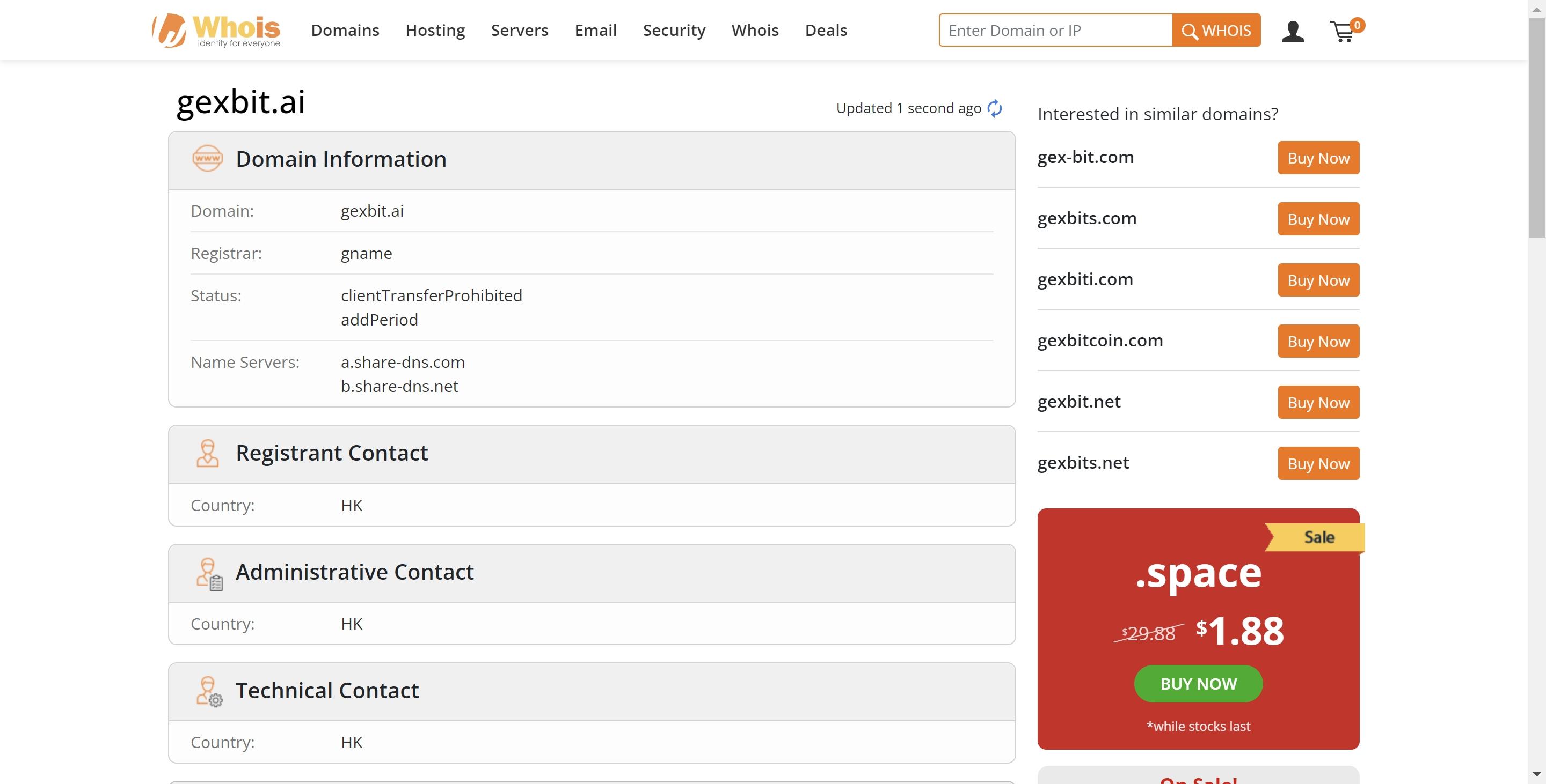 gexbit.ai whois records