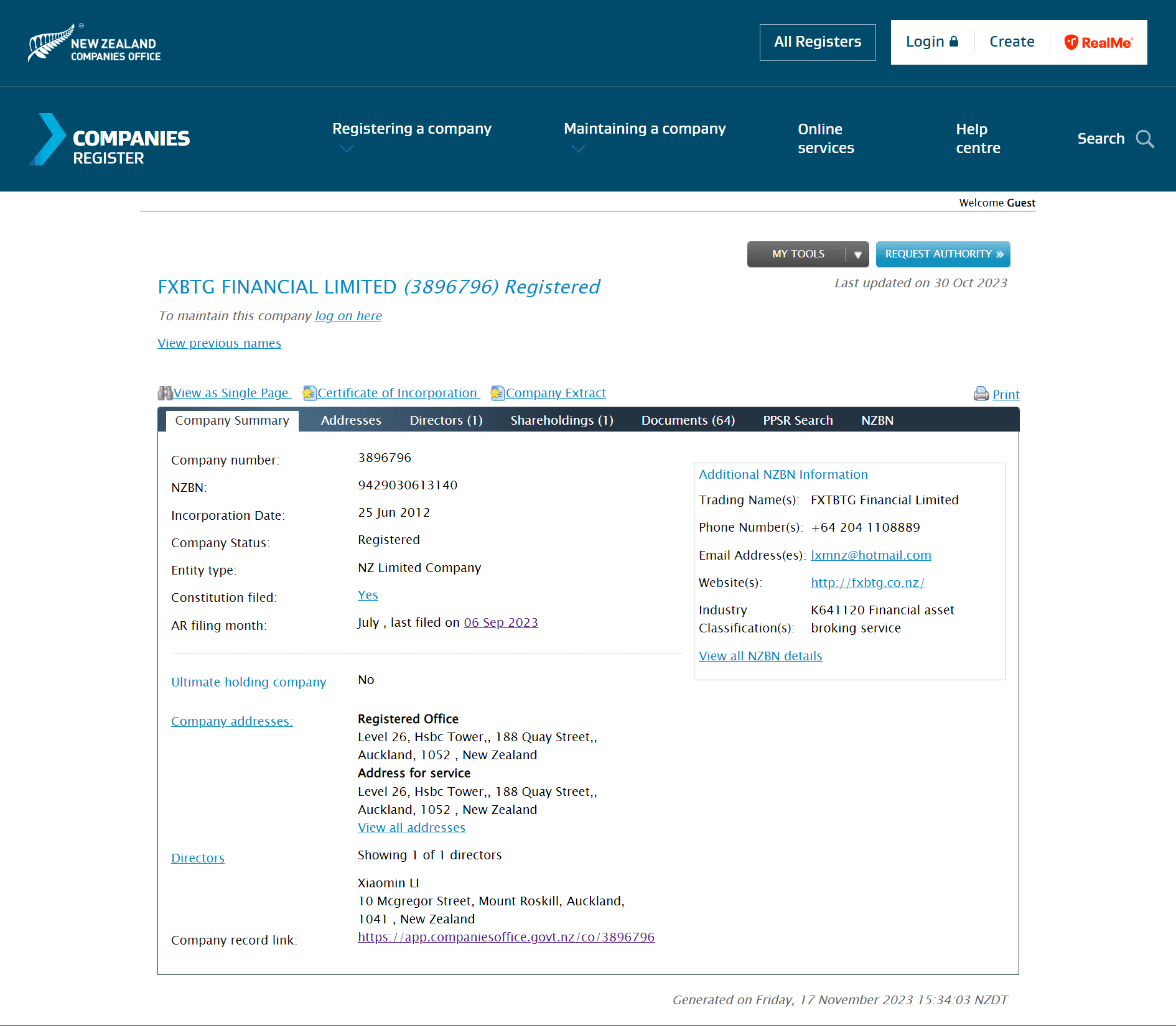 新西兰公司注册处