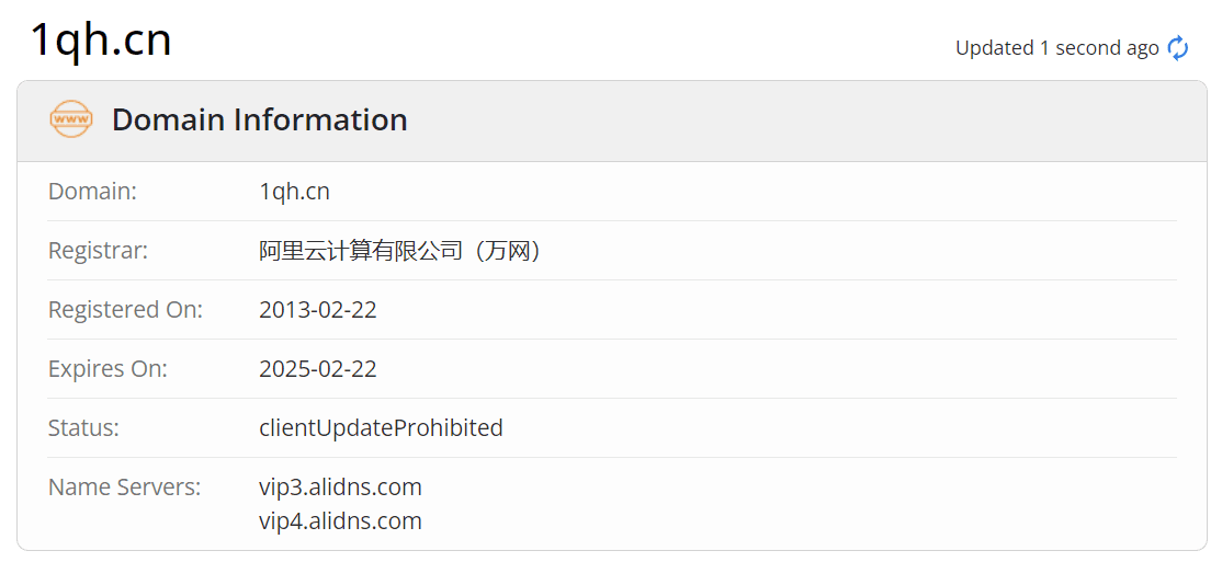 一期货whois.com域名年限数据